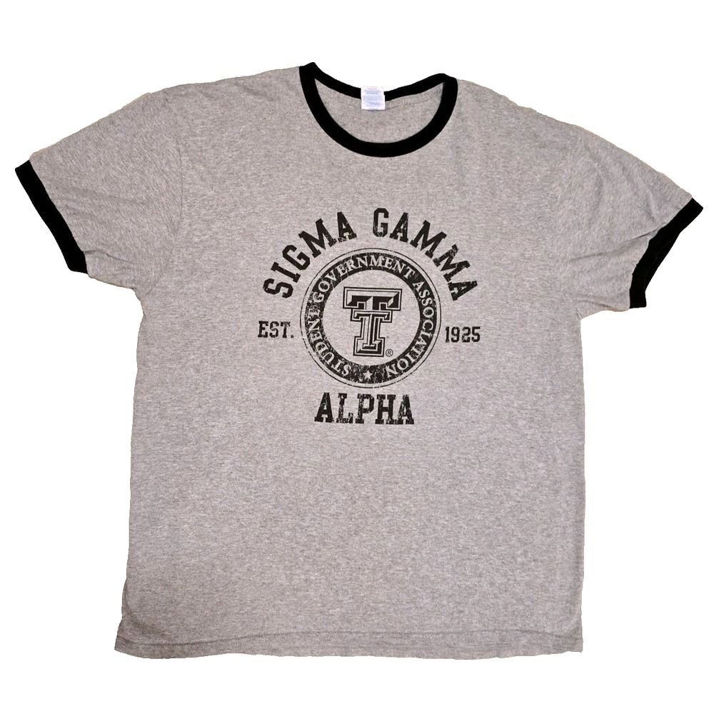 Texas Tech University T-Shirt XL Gray Ringer Student Government Association SGA